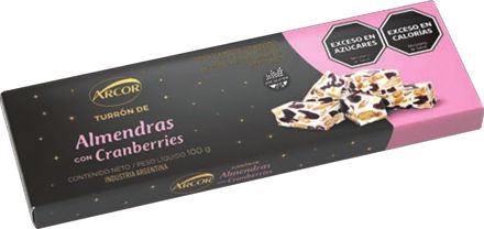 Turrón de almendras con cranberries